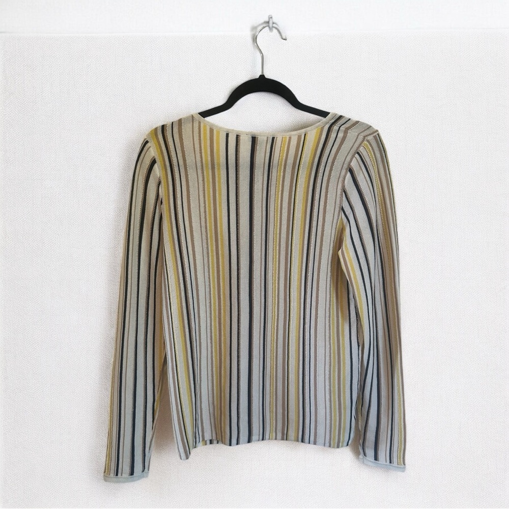 Ann Taylor Ribbed Knit Sweater | Women’s Medium | Neutral Stripe | Work Casual”